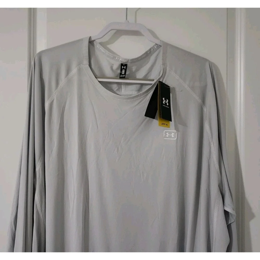 UNDER ARMOUR  Men's T-Shirt‎ Fish Elite Crew Long Sleeve UPF40 Gray Size 3XL
